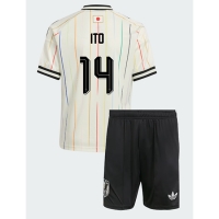 Camiseta Japón Junya Ito #14 Segunda Equipación Replica Mundial 2026 para niños mangas cortas (+ Pantalones cortos)
